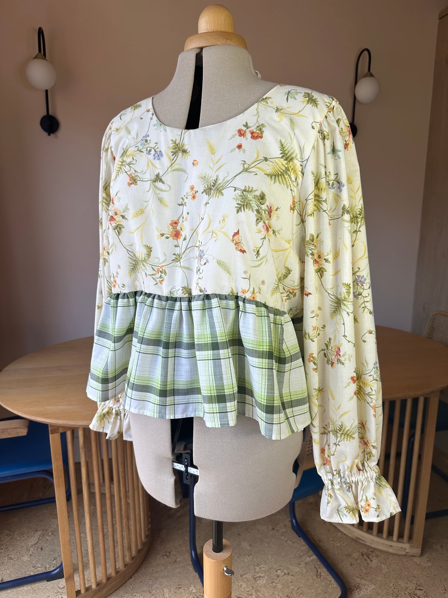 SAMPLE SALE 50% Off - Floral and Check Carrie-Ann Top Size 3 (UK 14-16)