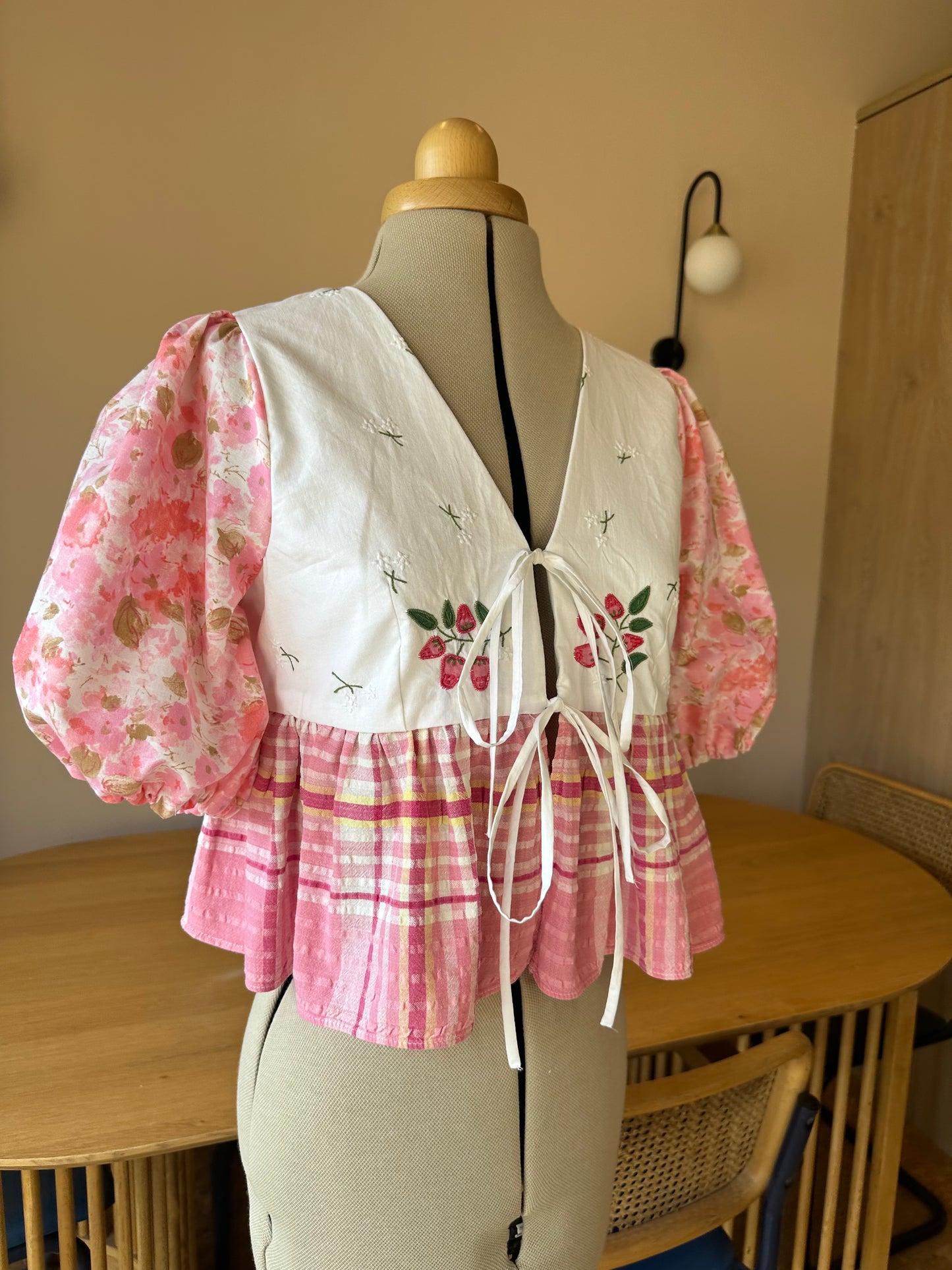Embroidered Tie Front Top Size 2 (UK 10-12) look