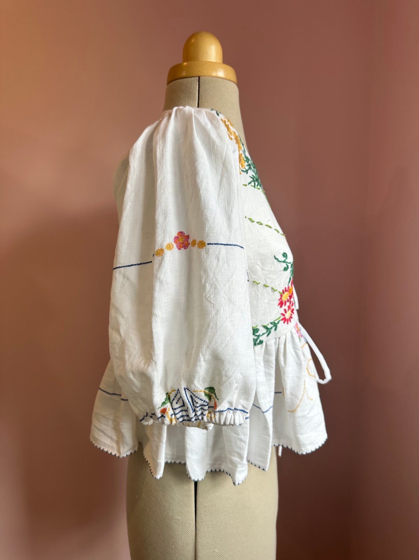 Bright Embroidered Tie Front Top Size 2 (UK 10-12)