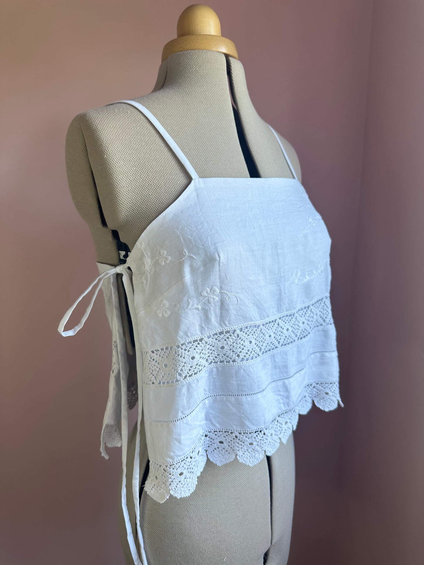White Embroidered Tie Side Cami Size 2 (UK 10-12)
