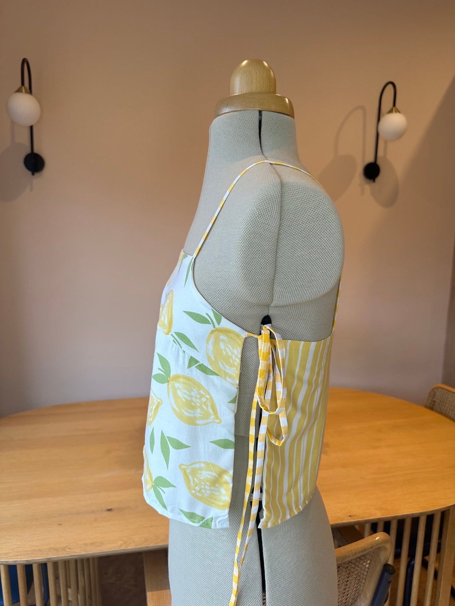 SAMPLE SALE 50% off - Yellow Lemon/Stripe Tie Side Cami Size 1 (UK 6-8)