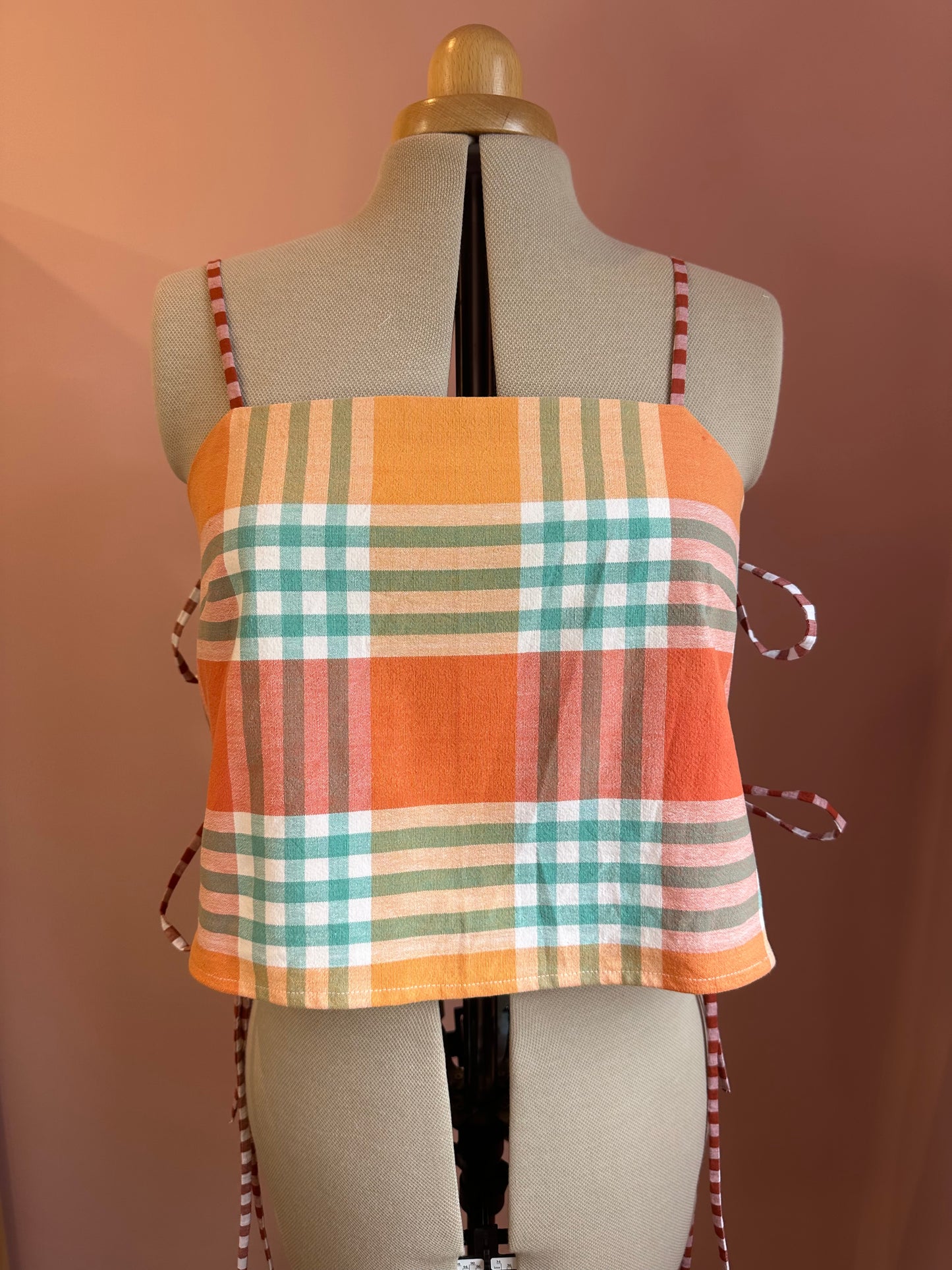 Orange Check May Tie Side Cami Size 3 (UK 14-16)