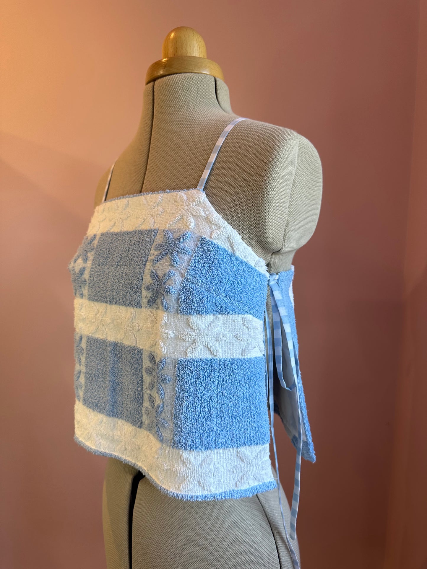 Blue Towelling May Tie Side Cami Size 1 (UK 6-8)