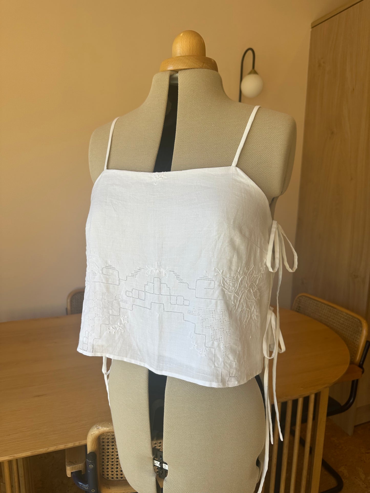 Embroidered White Bridal May Tie Side Cami Size 3 (UK 14-16)