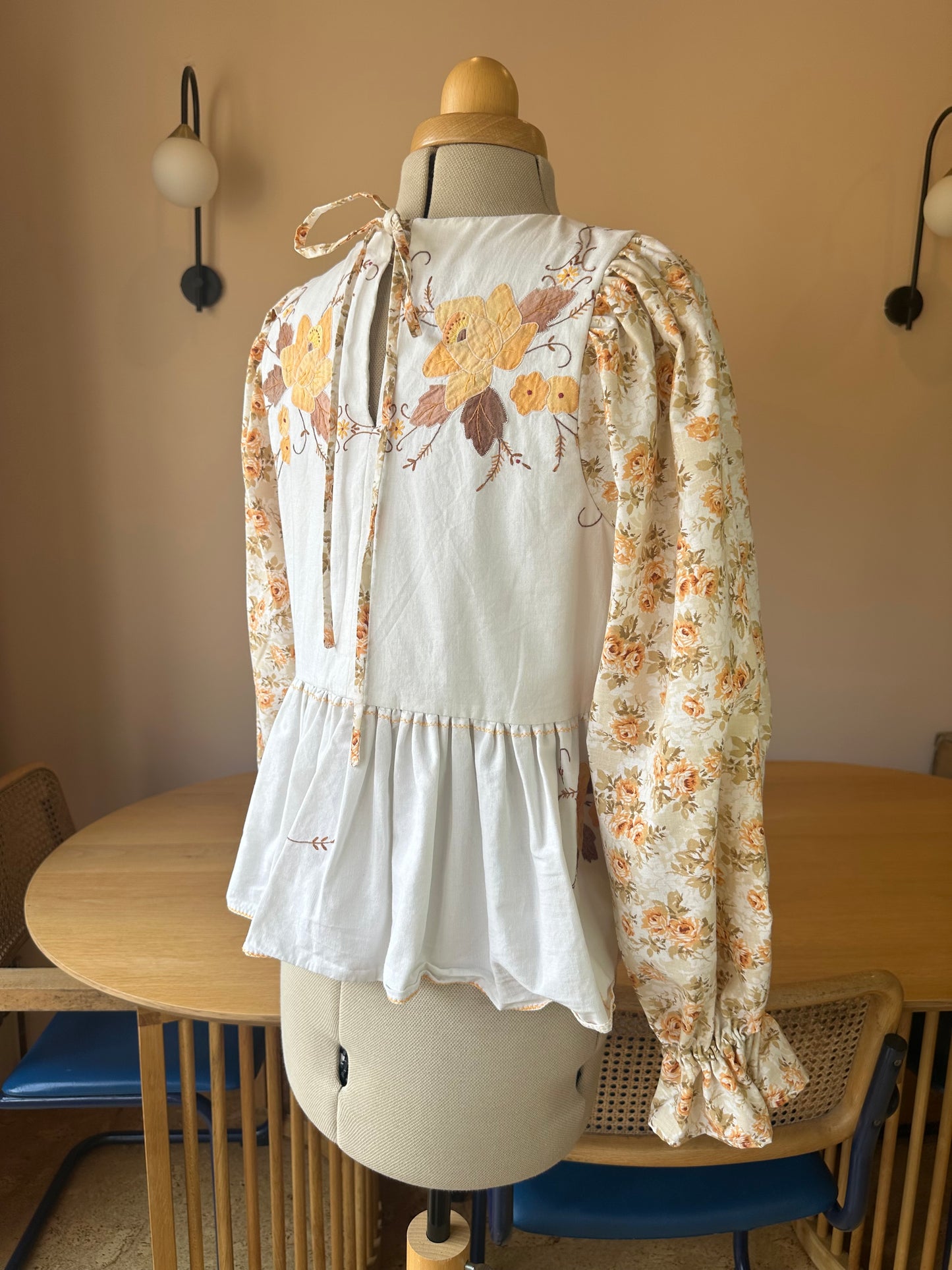 SAMPLE SALE 60% Off - Brown Embroidered Floral Carrie-Ann Top Size 1 (UK 6-8)