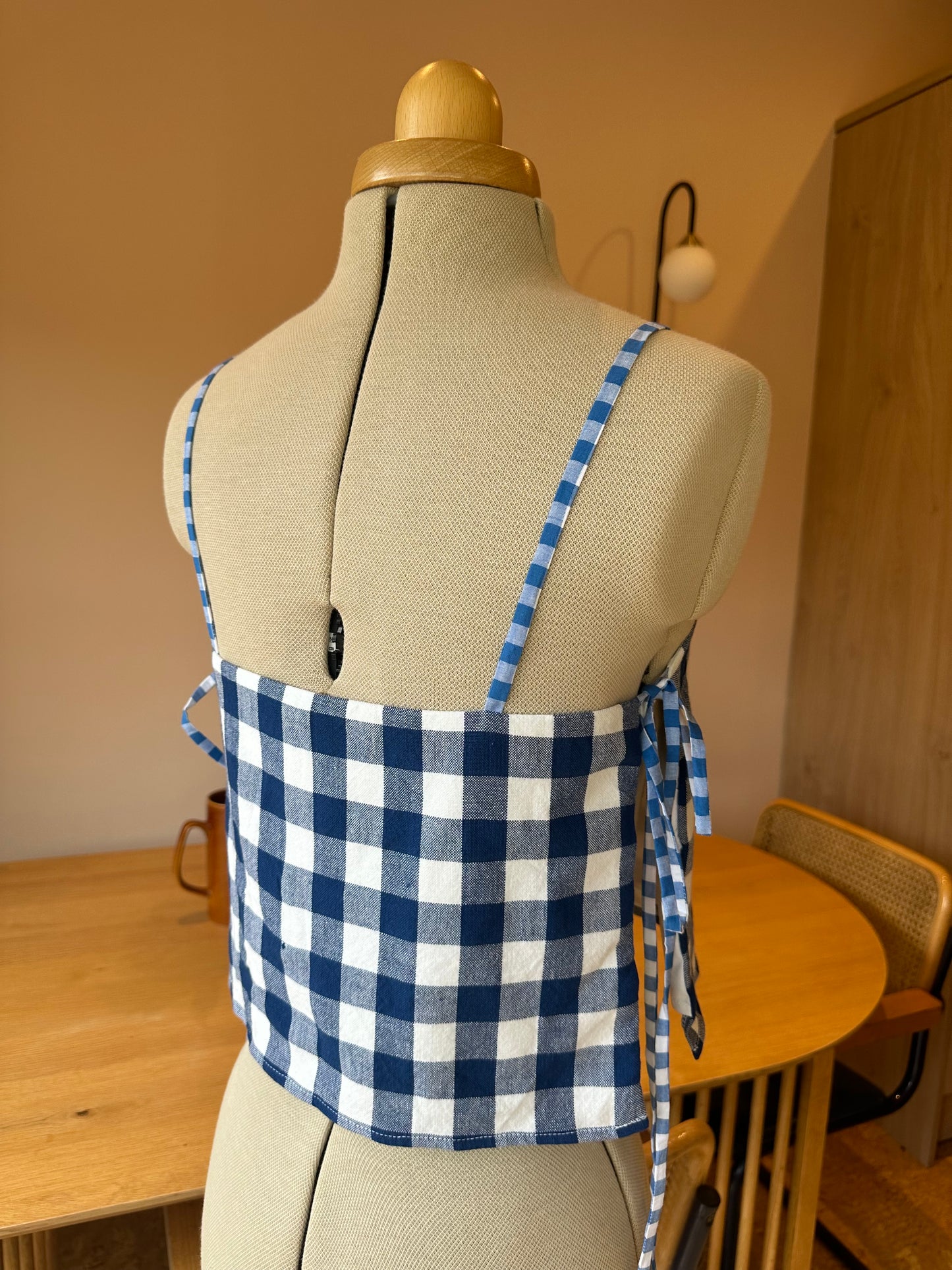 Navy Check Tie Side Cami Size 1 (UK 6-8)