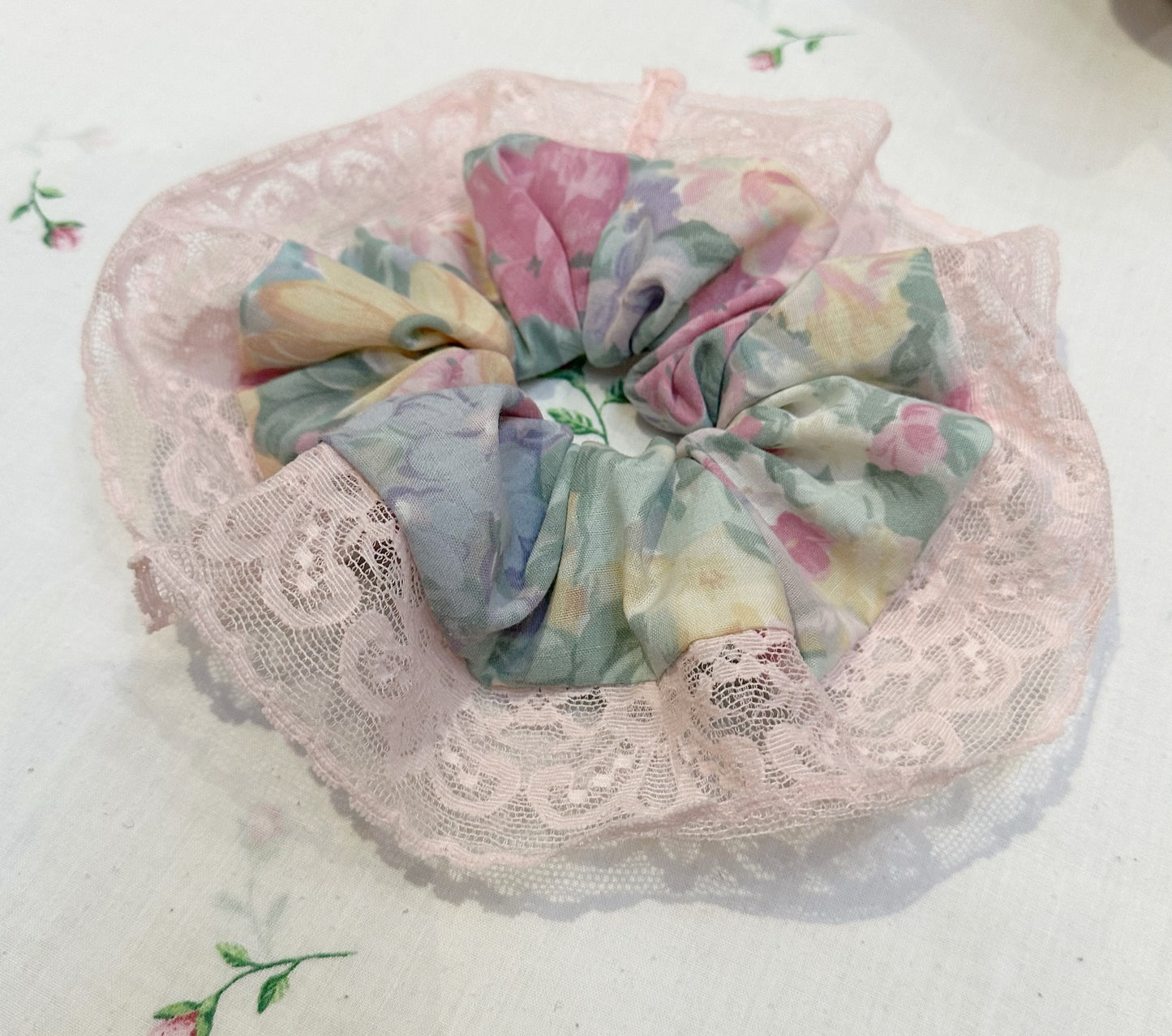 Floral Trim Scrunchie