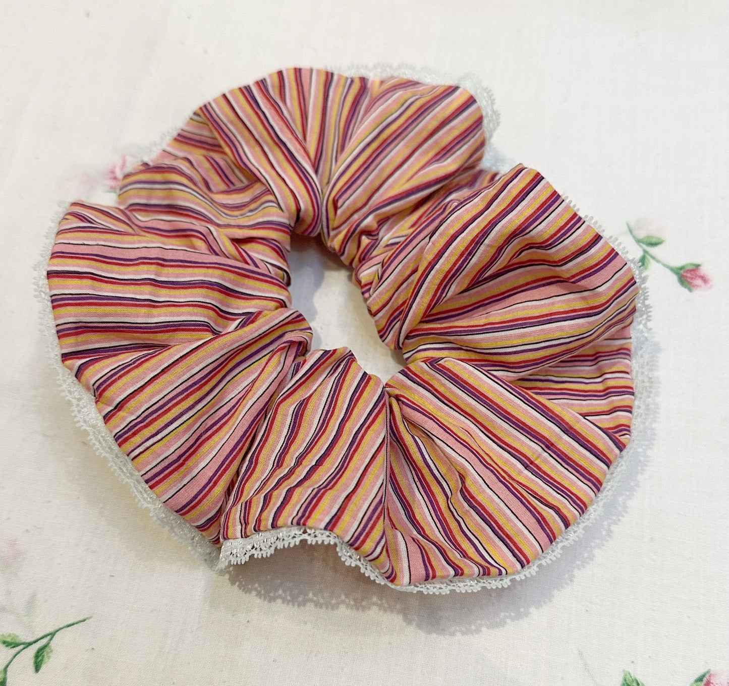 Multi Stripe Trim Scrunchie