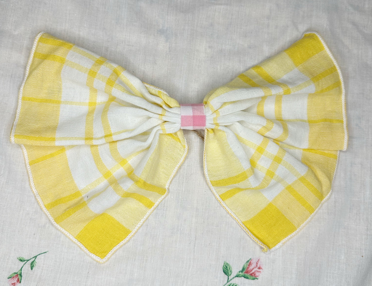 Yellow Check Hair Bow