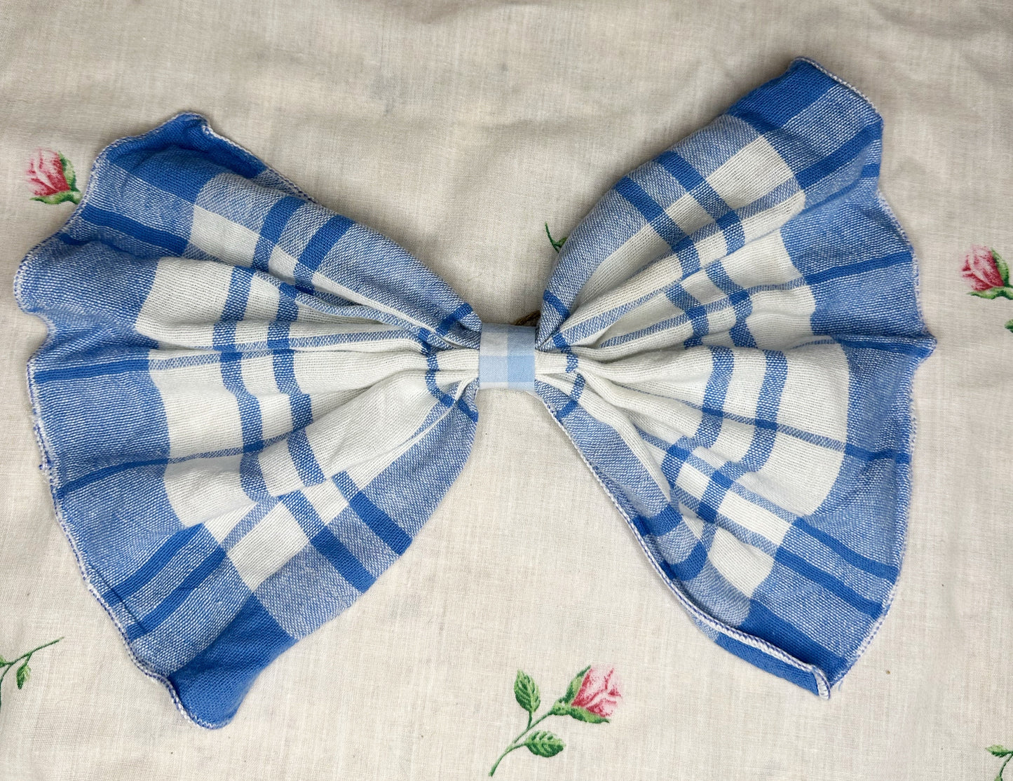 Blue Check Hair Bow