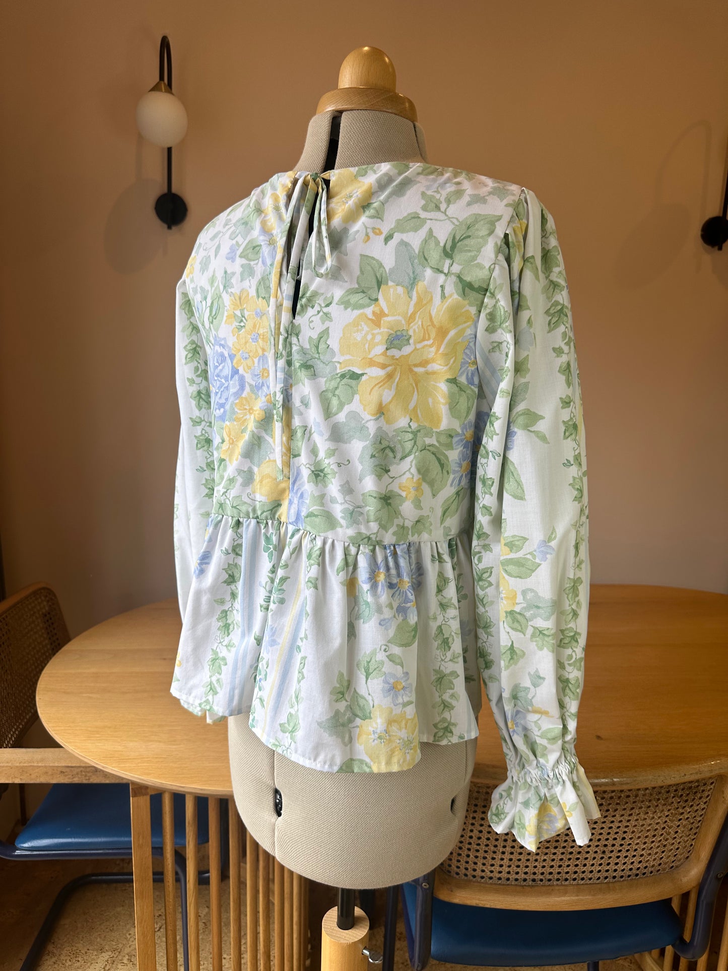 SAMPLE SALE 50% Off - Blue Yellow Floral Carrie-Ann Top Size 2 (UK 10-12)
