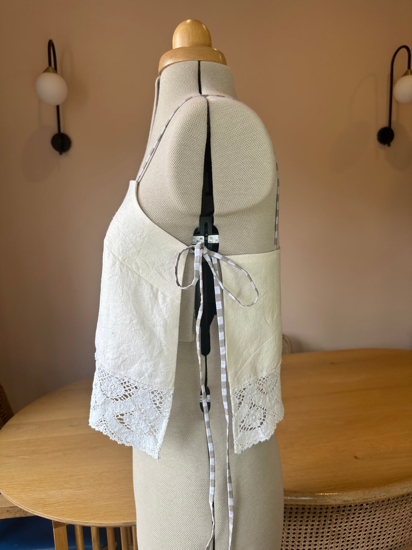 SAMPLE SALE 50% off - Cream Lace Trim May Tie Side Cami Size 2 (UK 10-12)