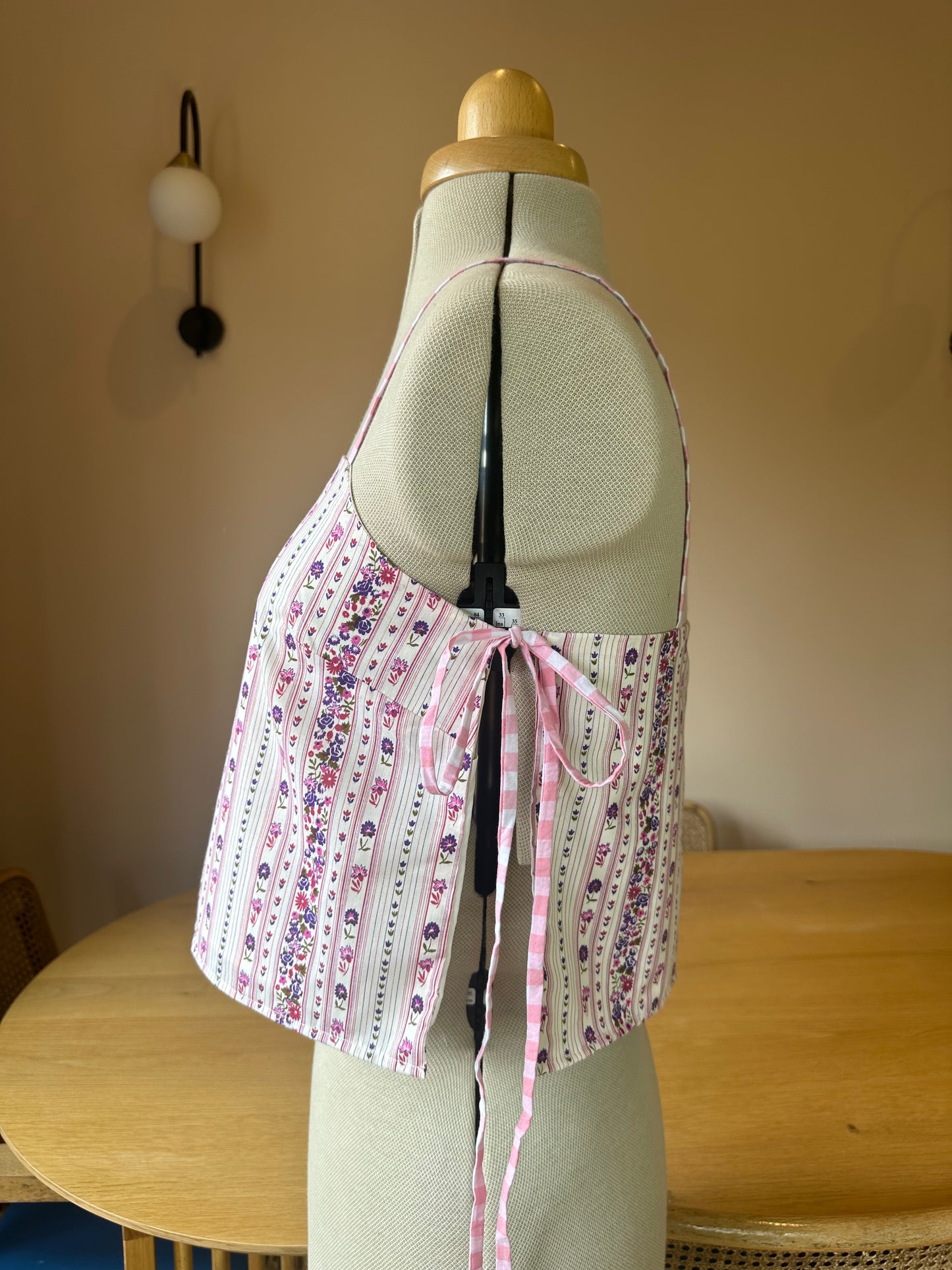 SAMPLE SALE 50% off - Pink Floral Stripe May Tie Side Cami Size 2 (UK 10-12)