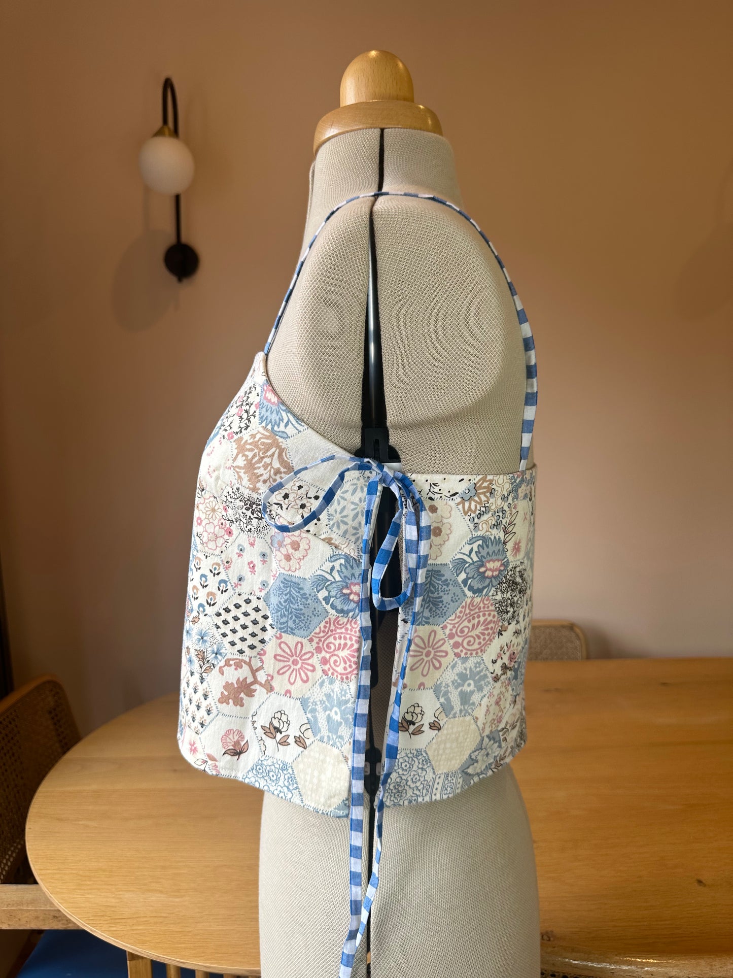 SAMPLE SALE 50% off - Blue Patchwork Floral Print May Tie Side Cami Size 2 (UK 10-12)