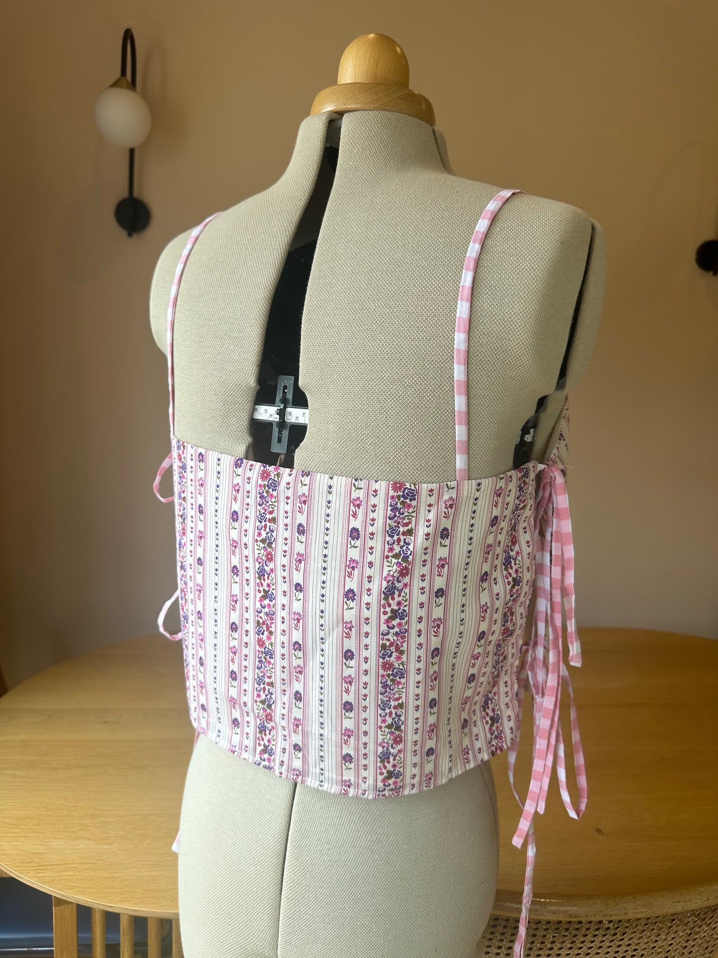 SAMPLE SALE 50% Off - Pink Floral Stripe May Tie Side Cami Size 3 (UK 14-16)