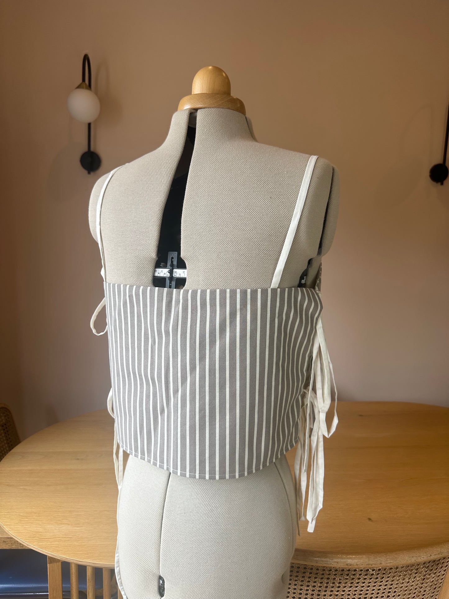 SAMPLE SALE 50% Off - Neutral Stripe May Tie Side Cami Size 3 (UK 14-16)