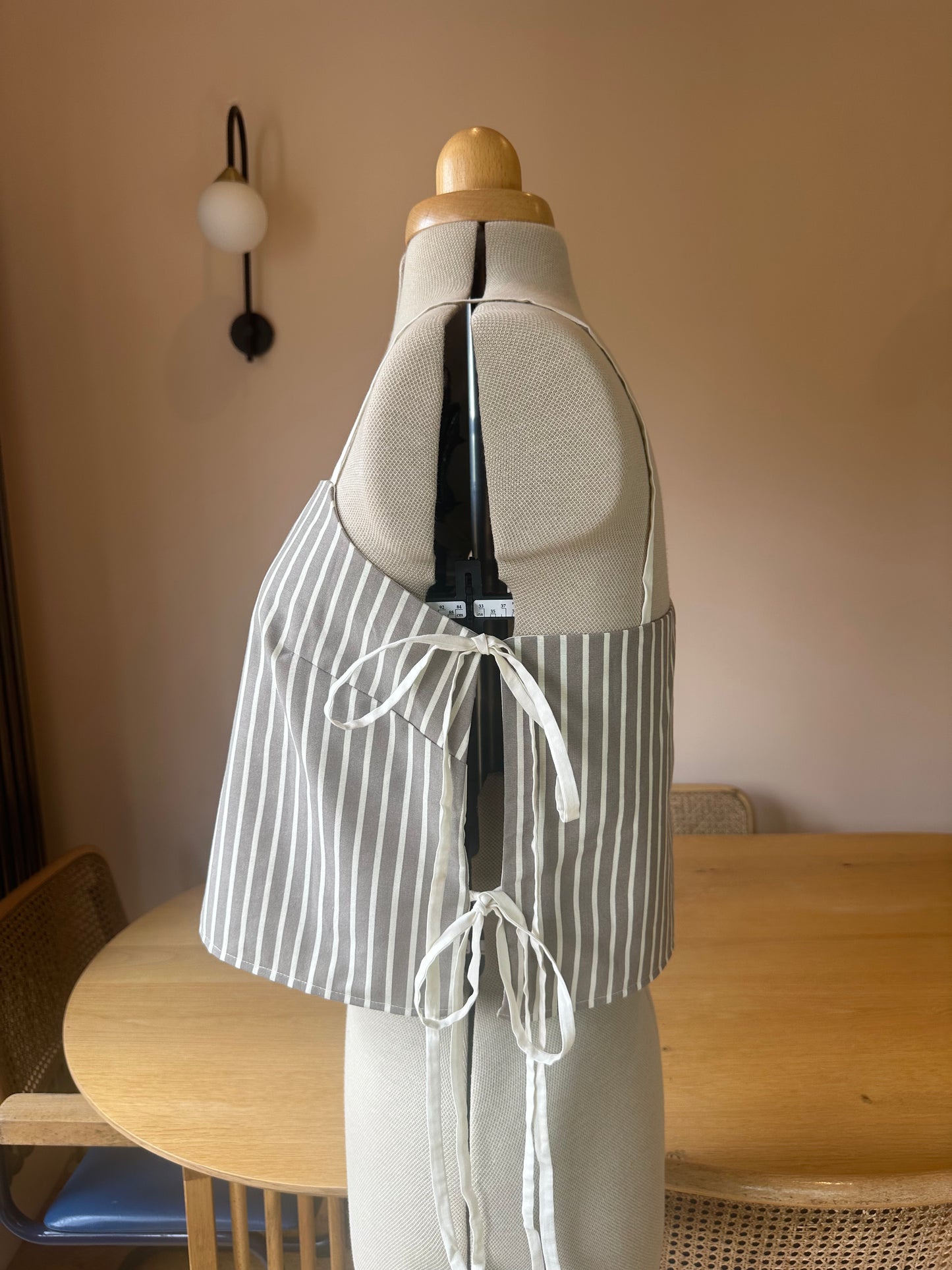 SAMPLE SALE 50% Off - Neutral Stripe May Tie Side Cami Size 3 (UK 14-16)