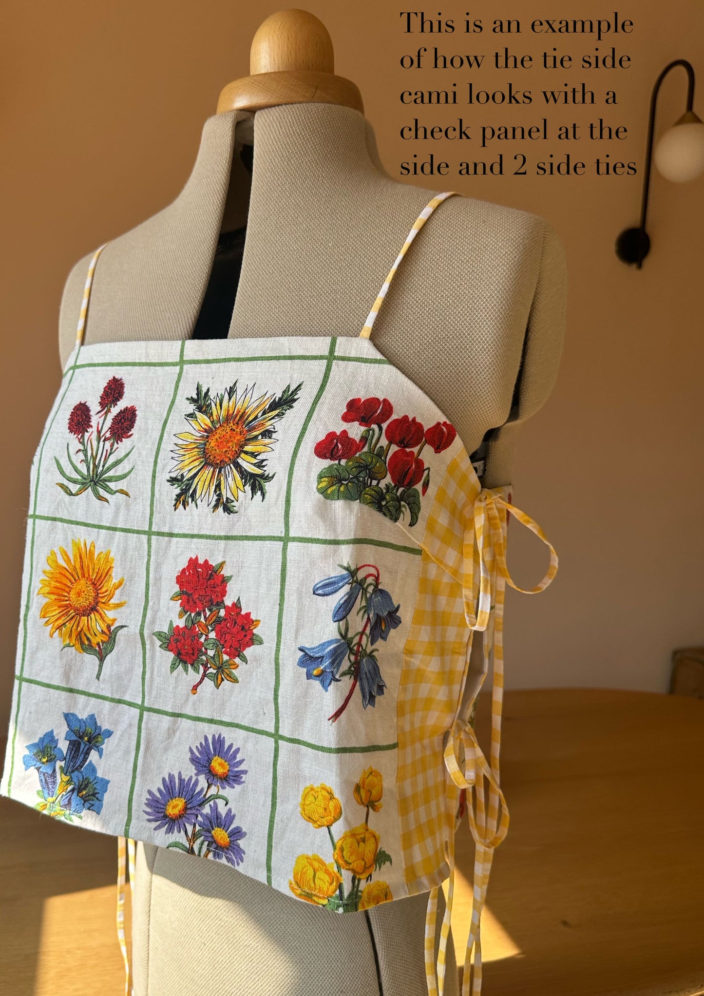 Tie Side Cami | Vintage 1987 Birds Teatowel
