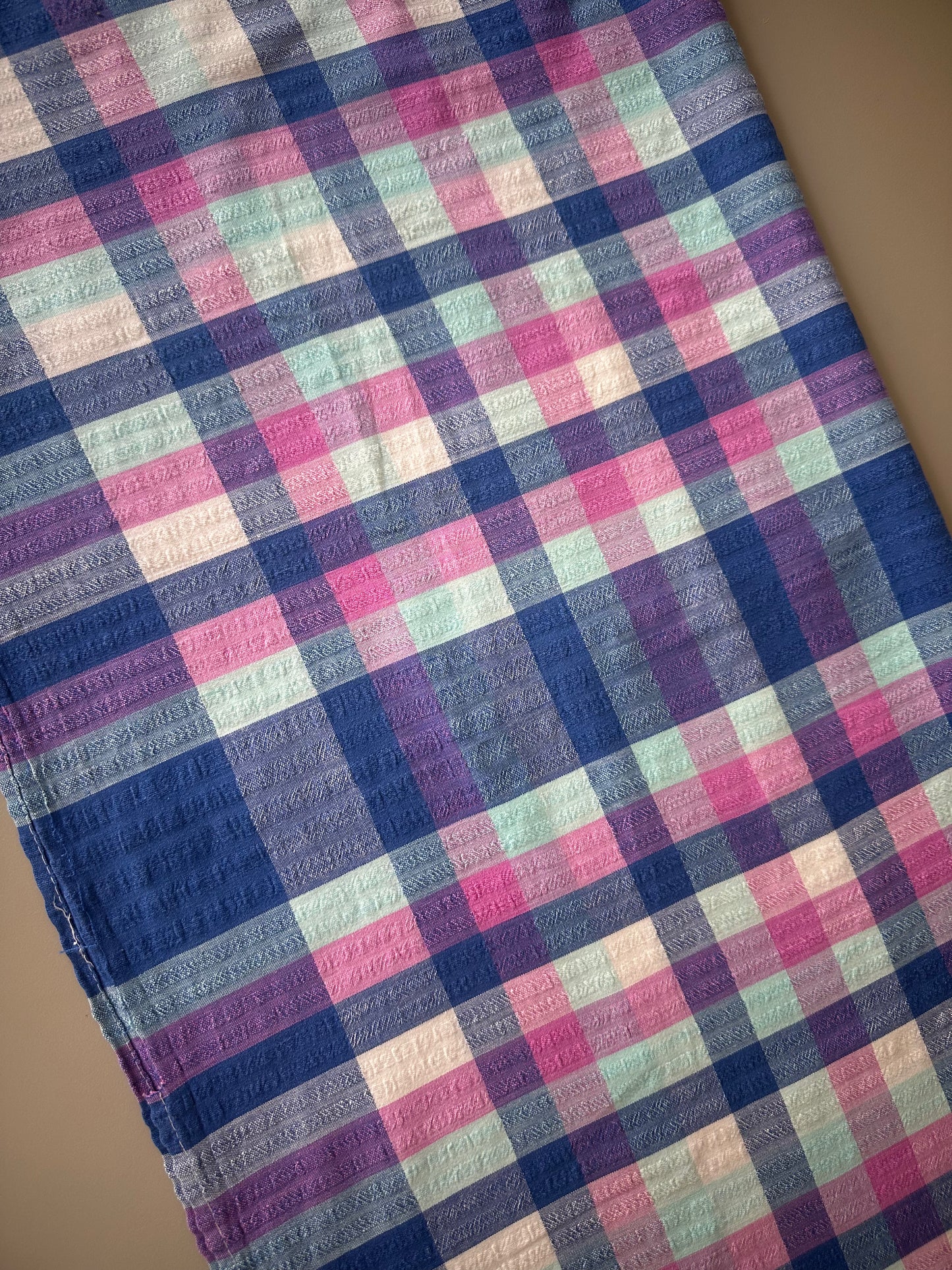 Tie Side Cami | Vintage Blue Pink Check Tablecloth