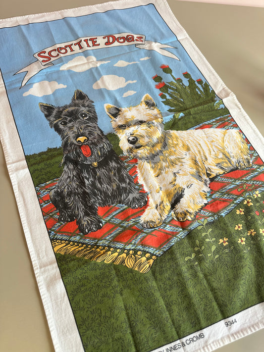 MADE TO ORDER Scottie Dogs Tea Towel May Tie-Side Cami