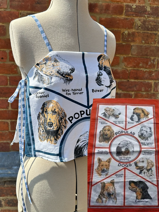 MADE TO ORDER - RED Popular Dogs Tea Towel May Tie-Side Cami