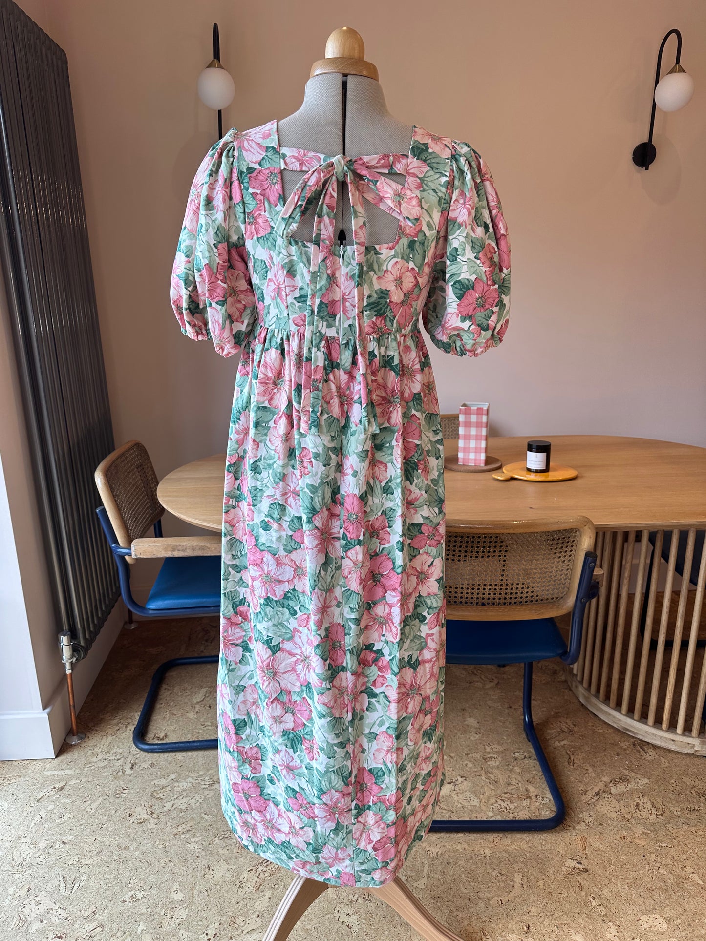 Pink and Green Floral Marie Midi Dress Size 8
