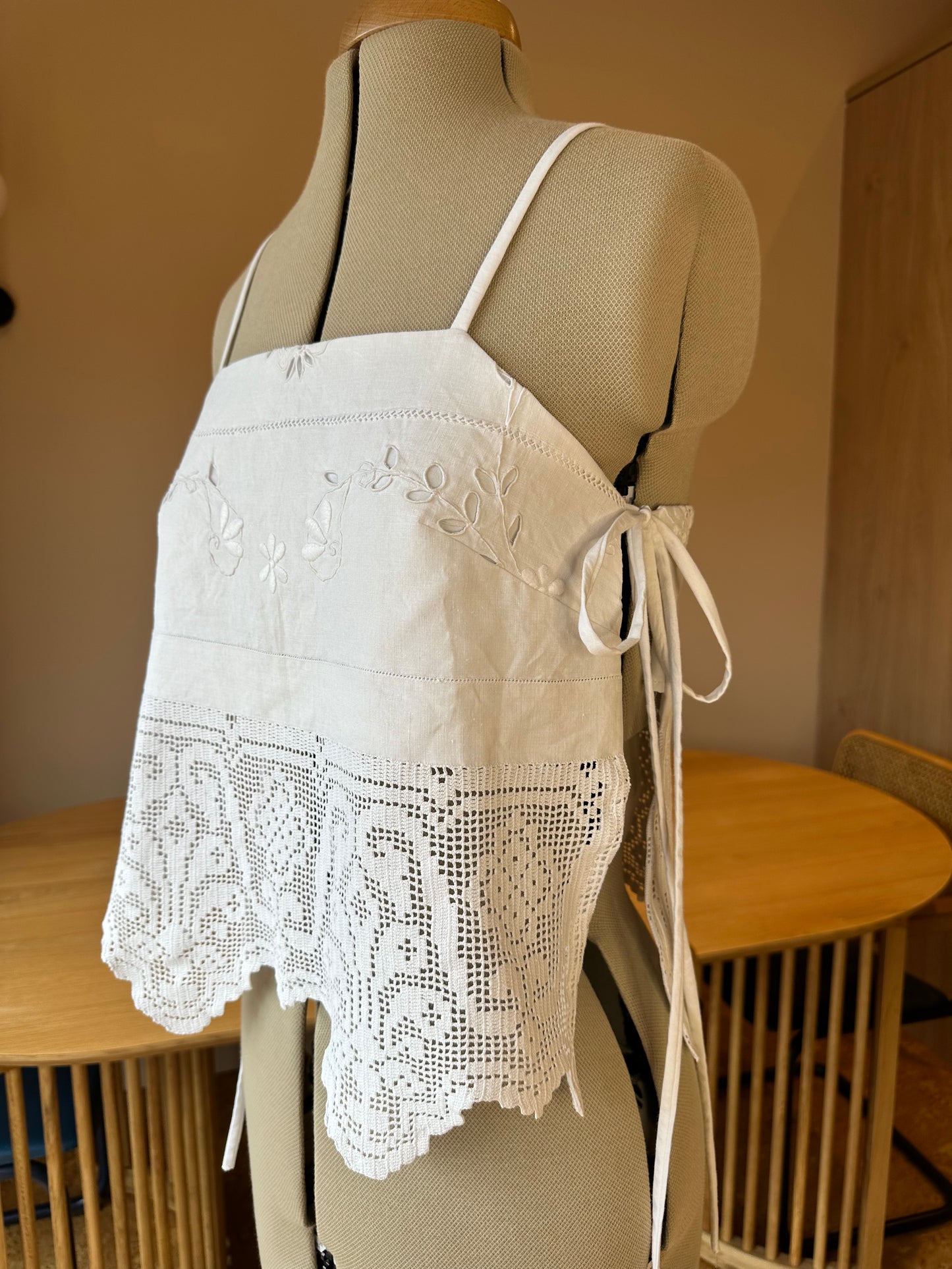 White Embroidered May Tie Side Cami Size 6-10