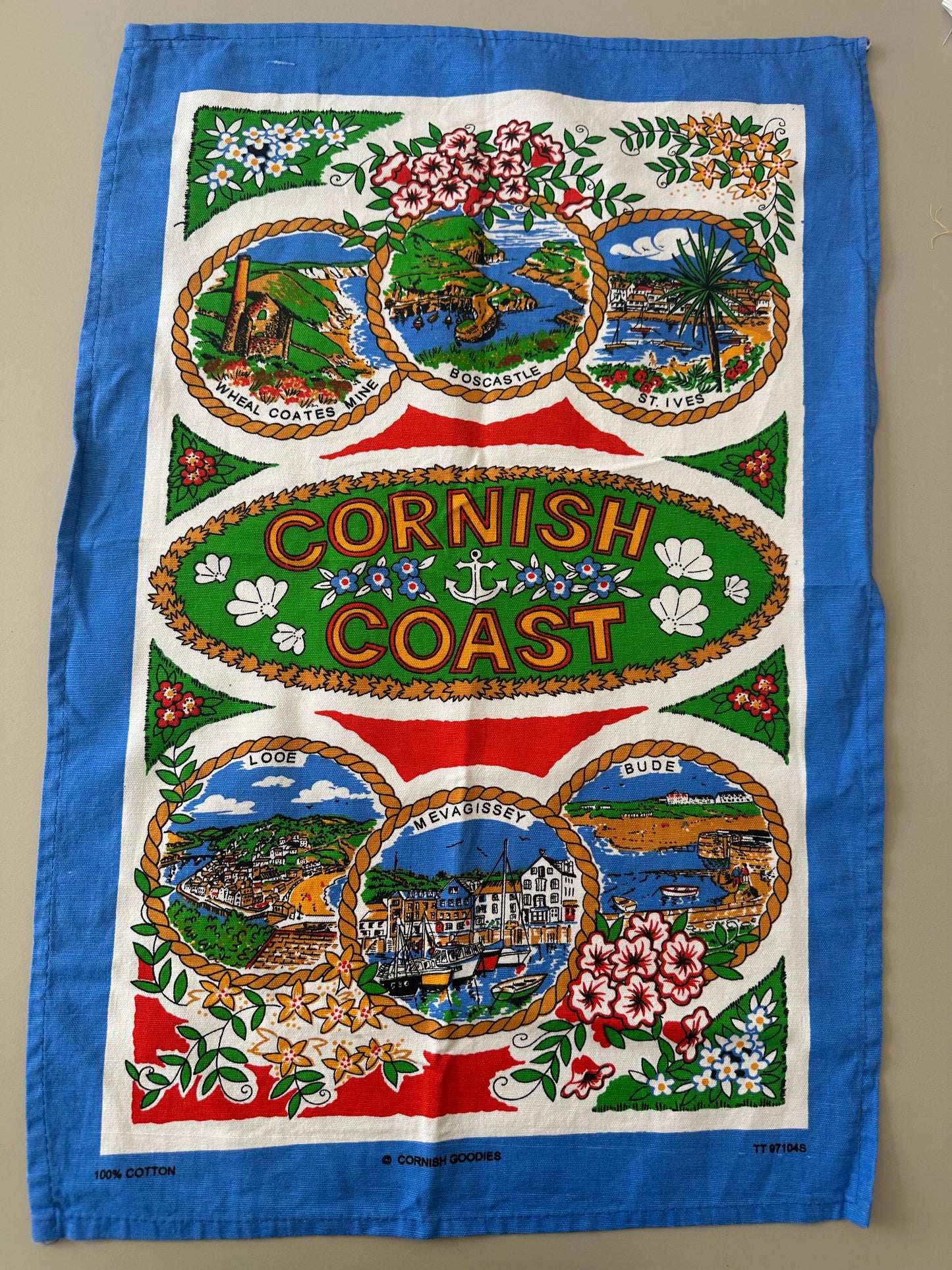 MADE TO ORDER Cornish Coast Tea Towel May Tie-Side Cami