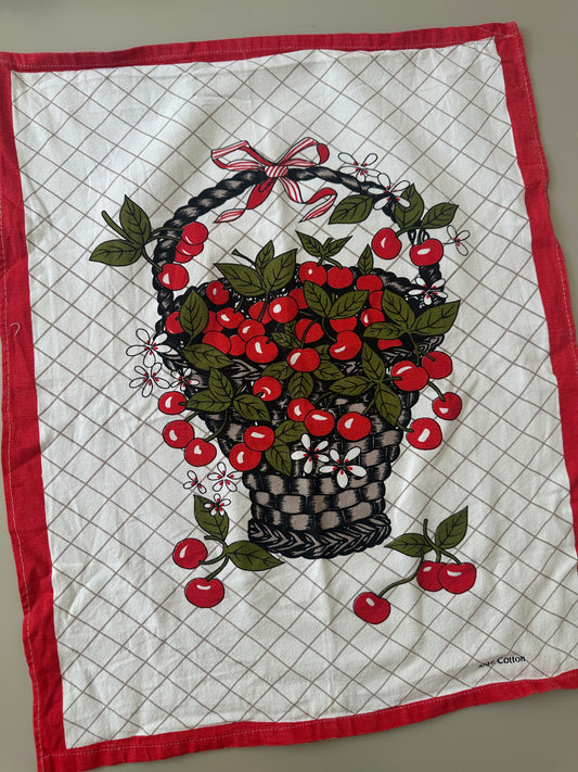 MADE TO ORDER Cherry Basket Tea Towel May Tie-Side Cami