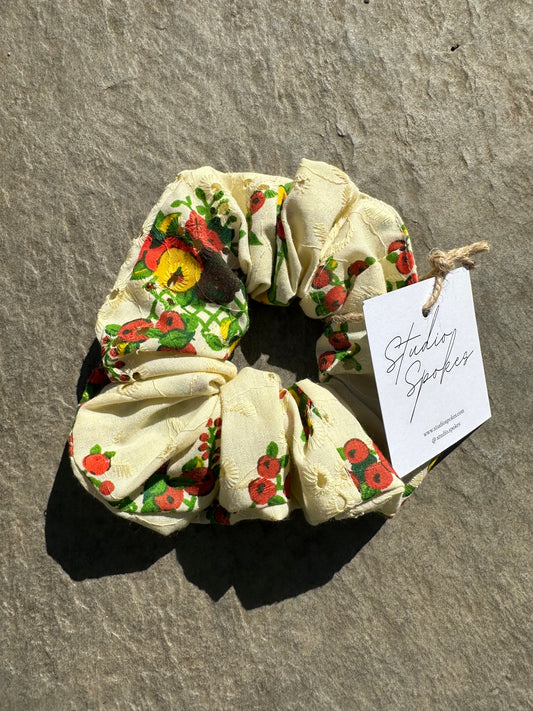 Vintage Yellow Broderie Scrunchie