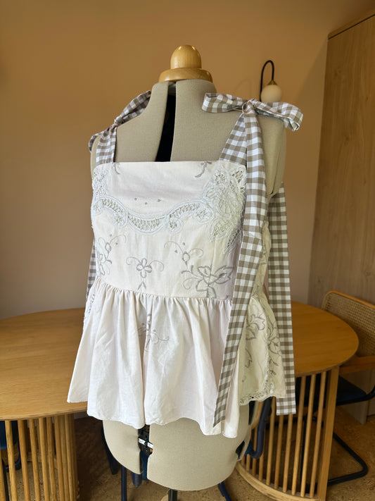 Cream Embroidered Etta Tie Strap Top Size 3 (UK 14-16)