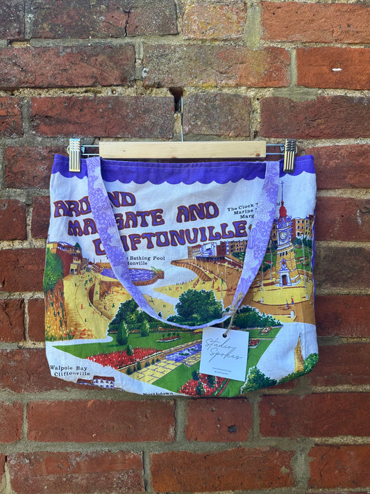 Margate/Purple Floral Large Reversible Tote Bag