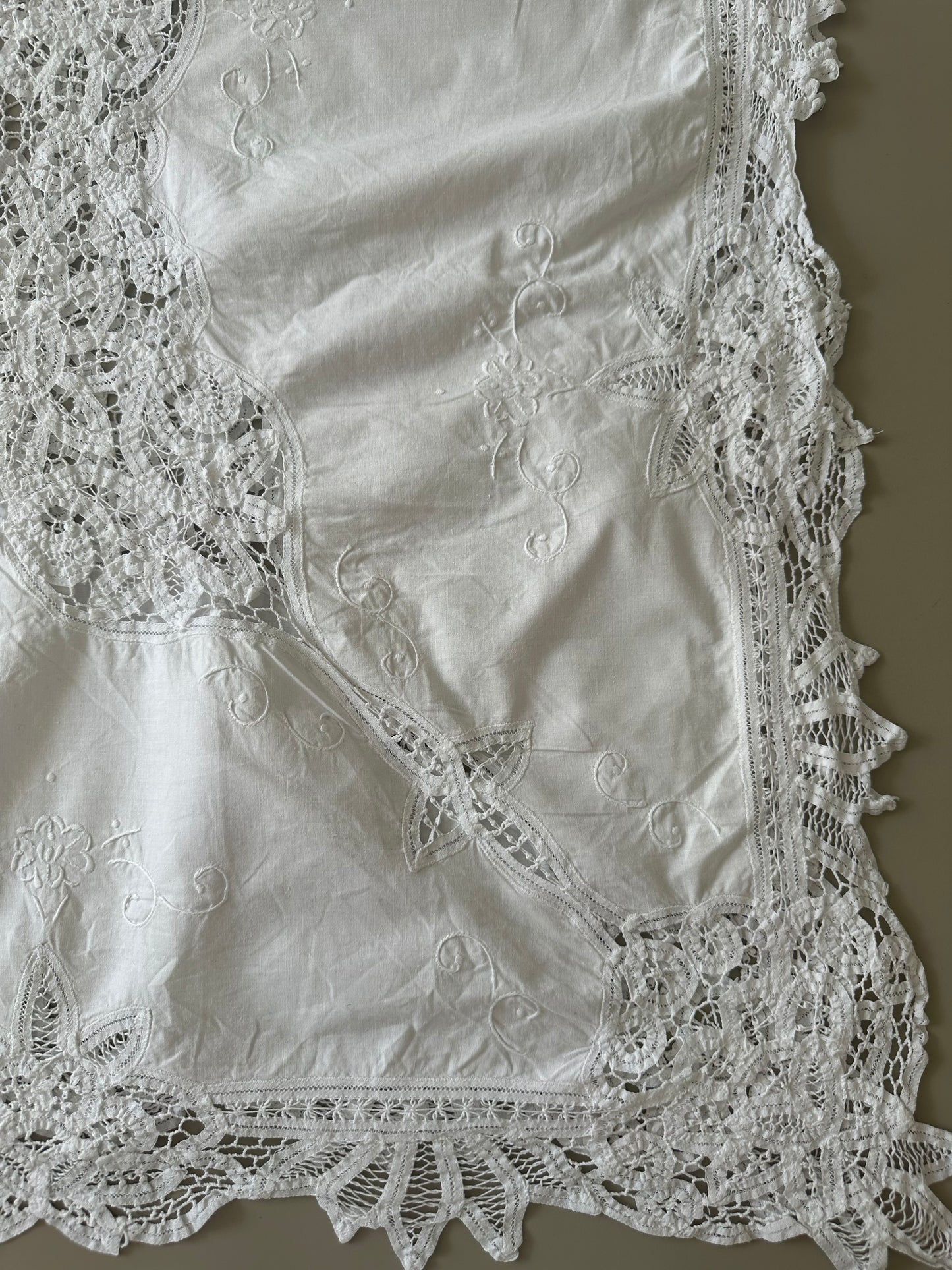 Tie Front Blouse | Vintage White Lace Tablecloth