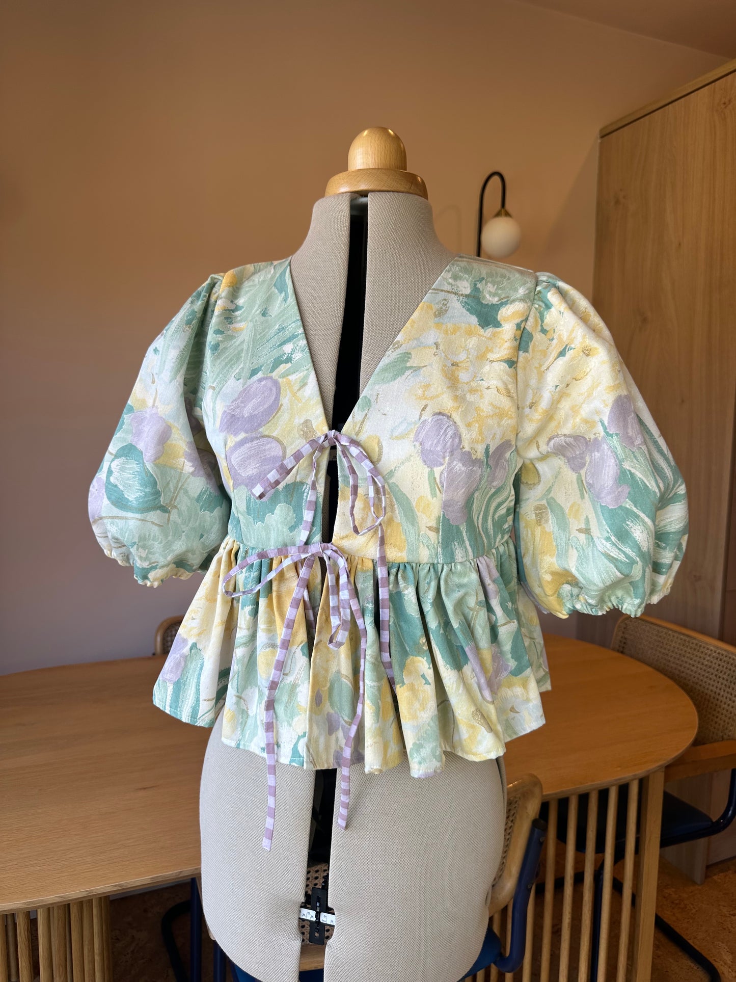 SAMPLE SALE 50% Off - Abstract Floral Tie Front Top Size 2 (UK 10-12)