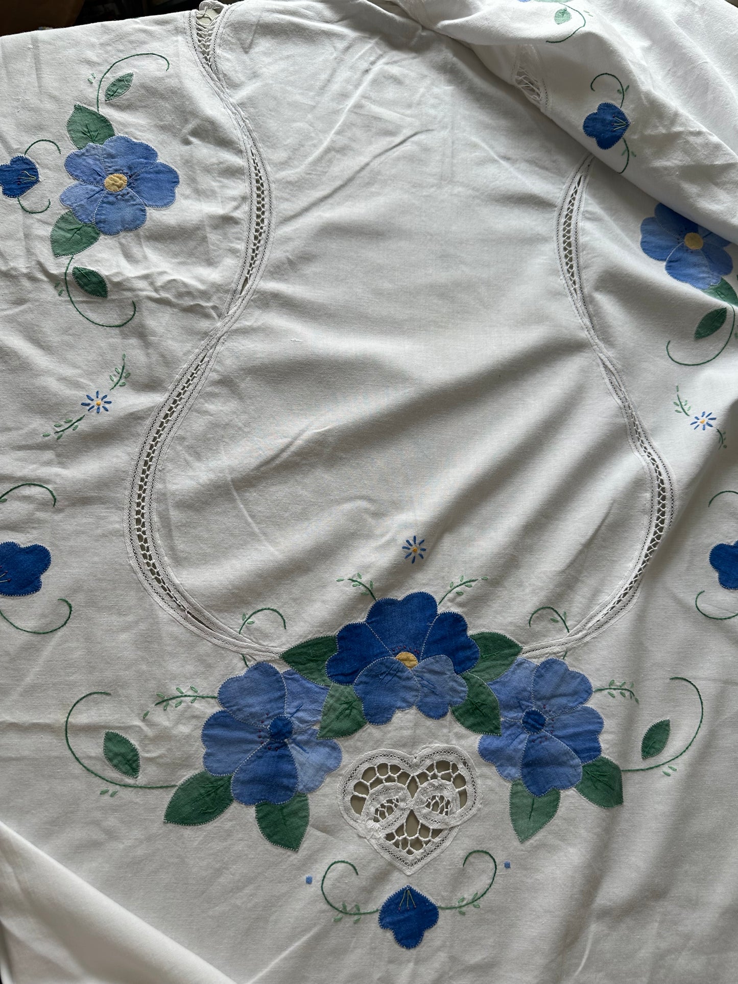 Tie Front Blouse | Vintage Blue Floral Tablecloth 2