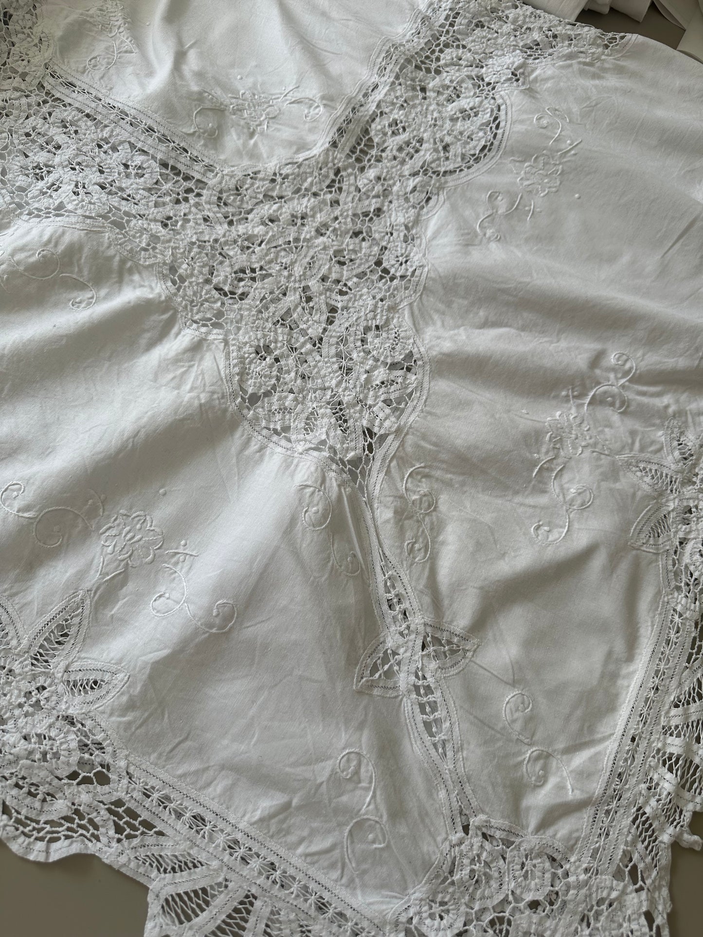 Tie Front Blouse | Vintage White Lace Tablecloth