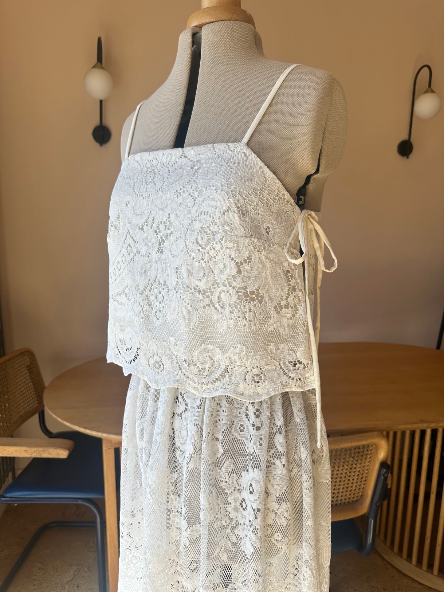 Lace May Tie Side Cami Size 2 (UK 10-12) CO-ORD WITH 10-12 LACE SKIRT
