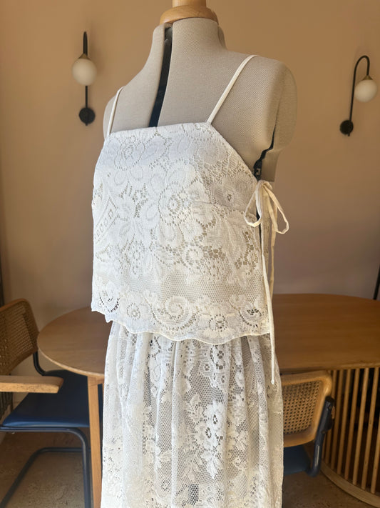 Lace May Tie Side Cami Size 2 (UK 10-12) CO-ORD WITH 10-12 LACE SKIRT