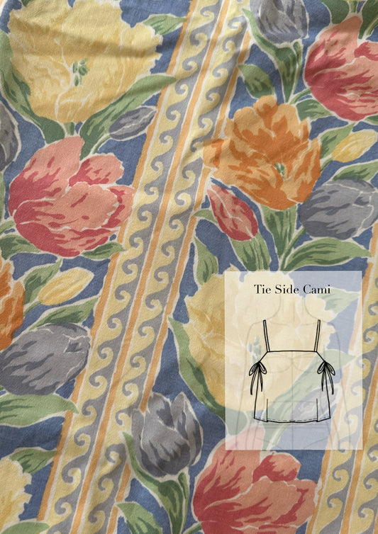 Tie Side Cami | Vintage Blue Floral Curtain