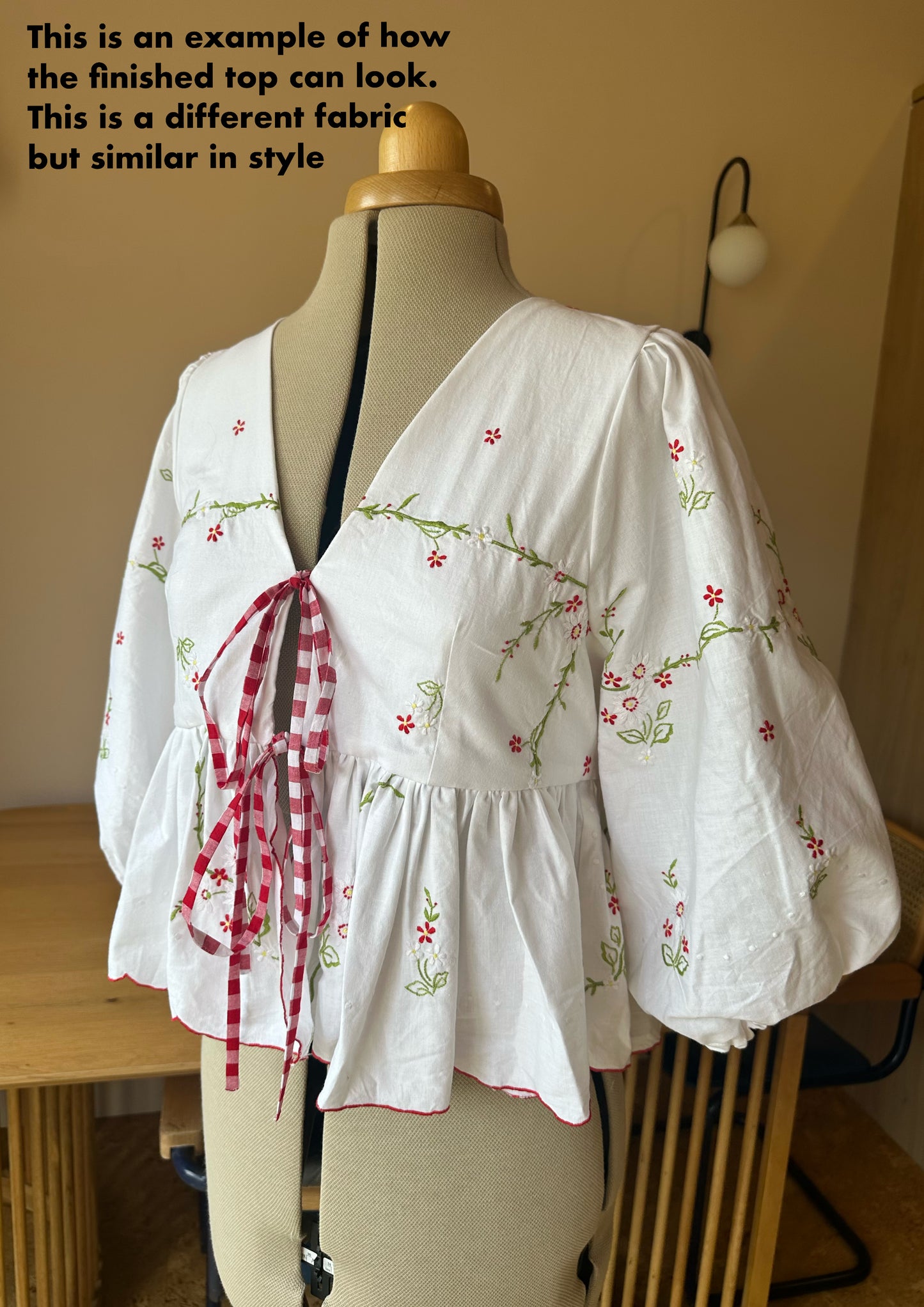 Tie Front Blouse | Vintage Strawberry Tablecloth