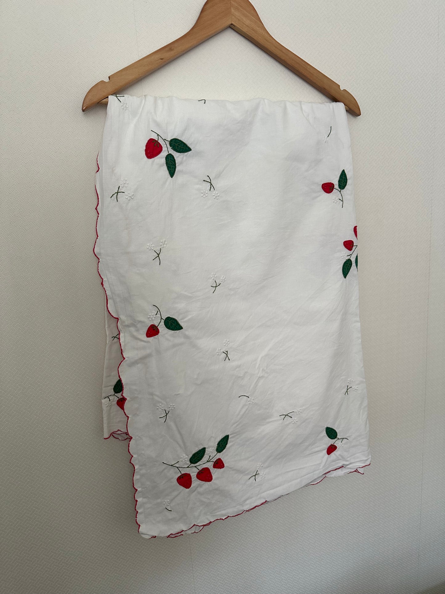Tie Front Blouse | Vintage Strawberry Tablecloth