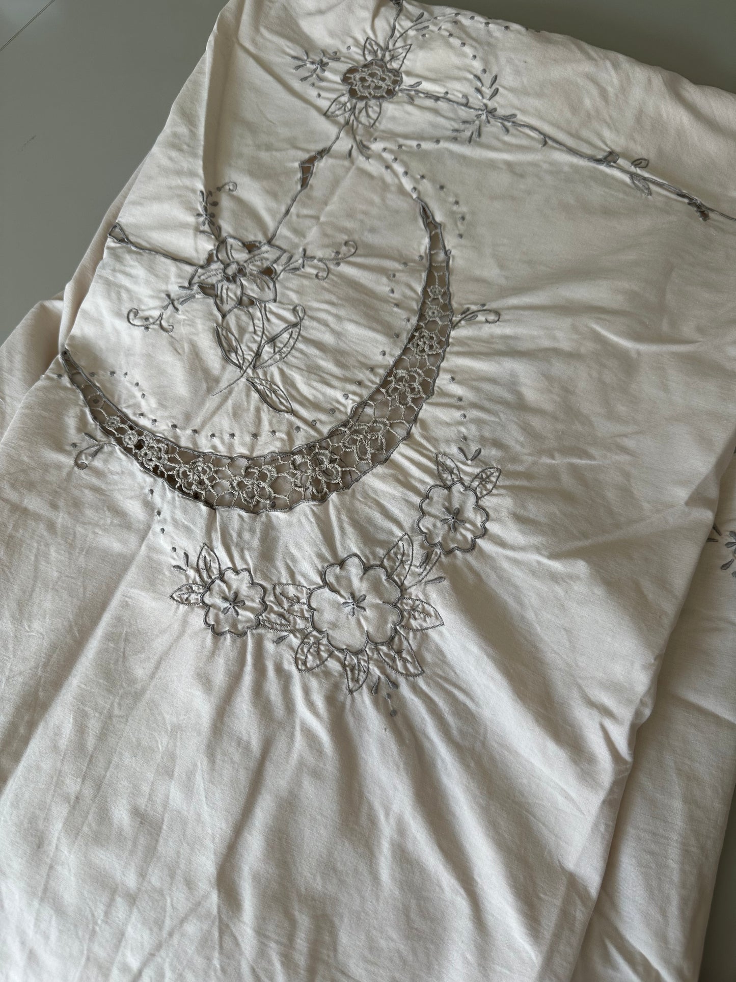 Tie Front Blouse | Vintage Cream Tablecloth