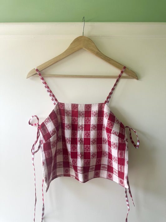 Red Check May Tie Side Cami Size 1 (UK 6-8)