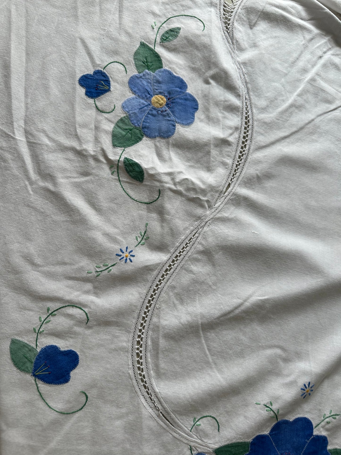 Tie Front Blouse | Vintage Blue Floral Tablecloth 2