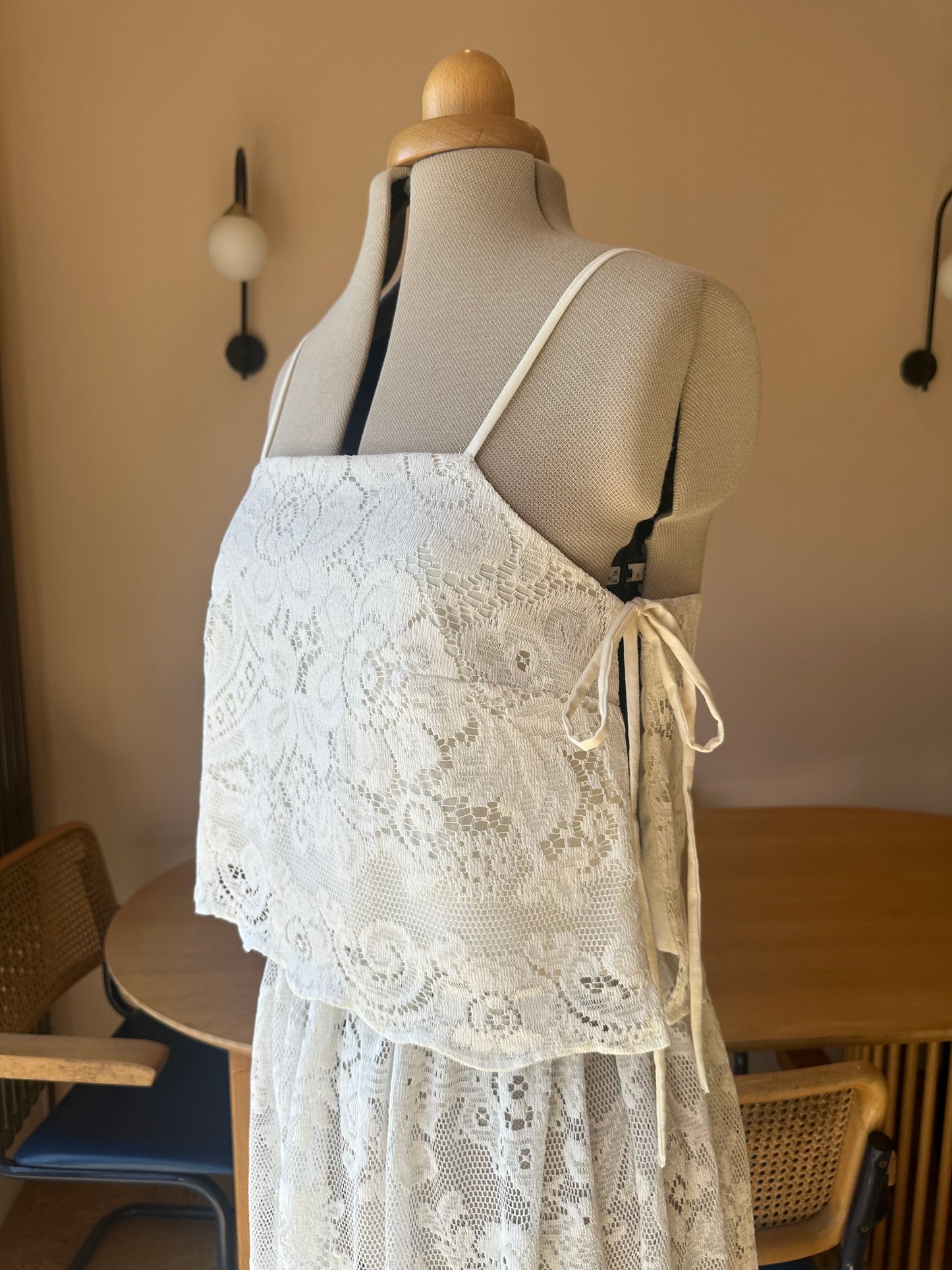 Lace May Tie Side Cami Size 2 (UK 10-12) CO-ORD WITH 10-12 LACE SKIRT