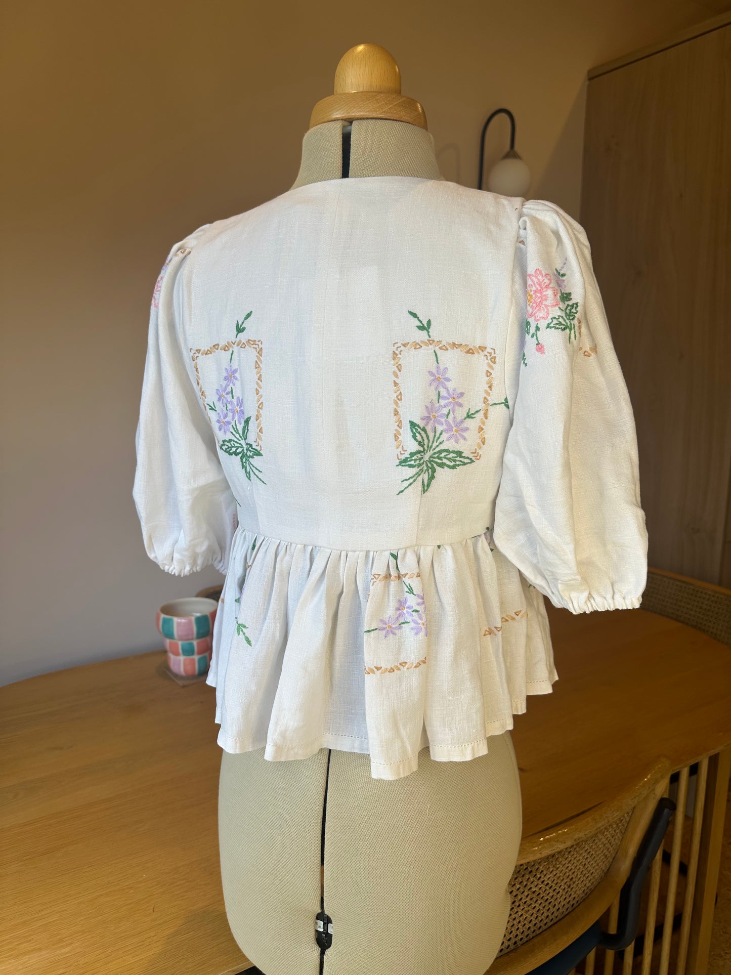 Botanical Embroidery Tie Front Top Size 1 (UK 6-8)