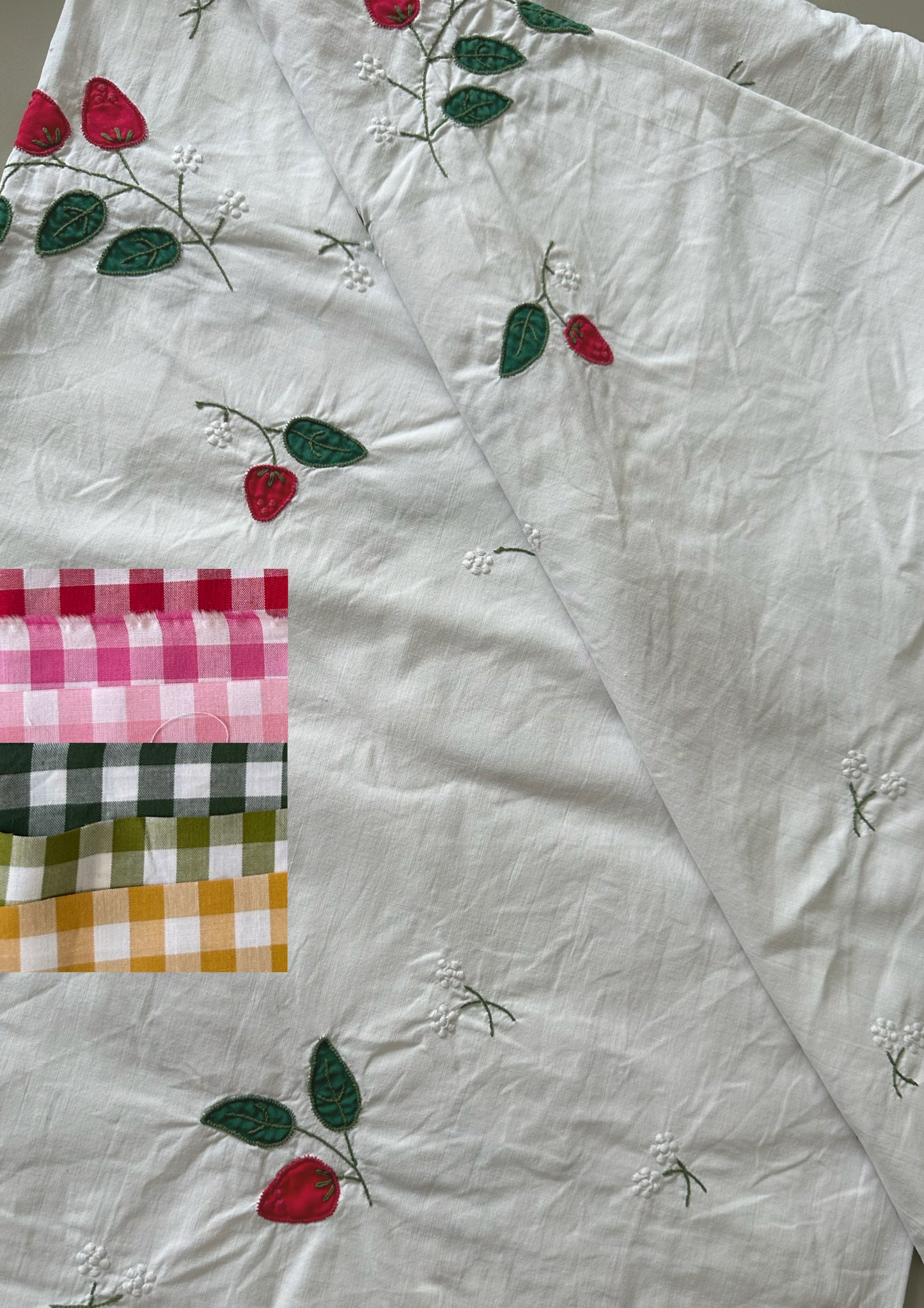 Tie Front Blouse | Vintage Strawberry Tablecloth