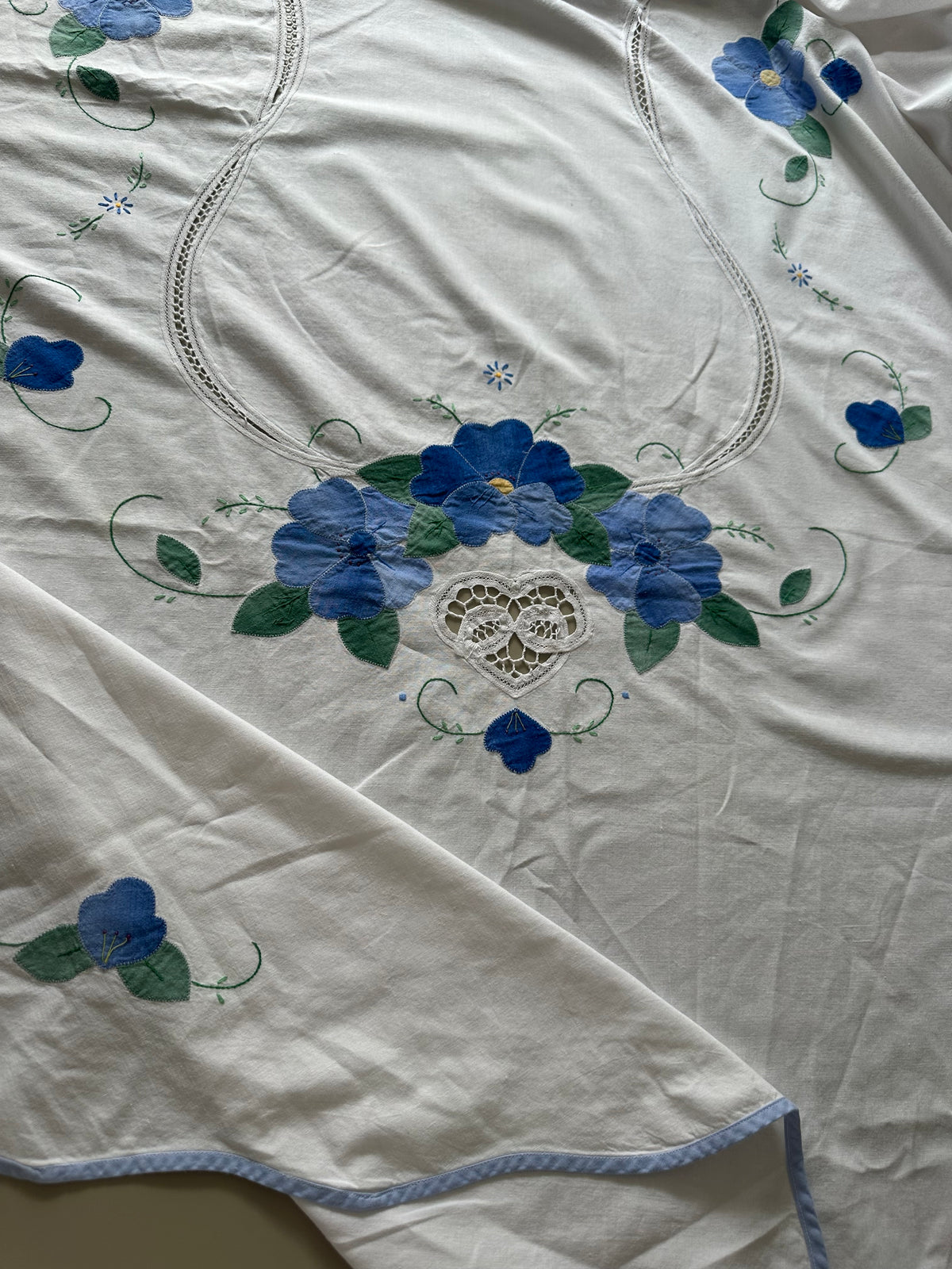 Tie Front Blouse | Vintage Blue Floral Tablecloth 2