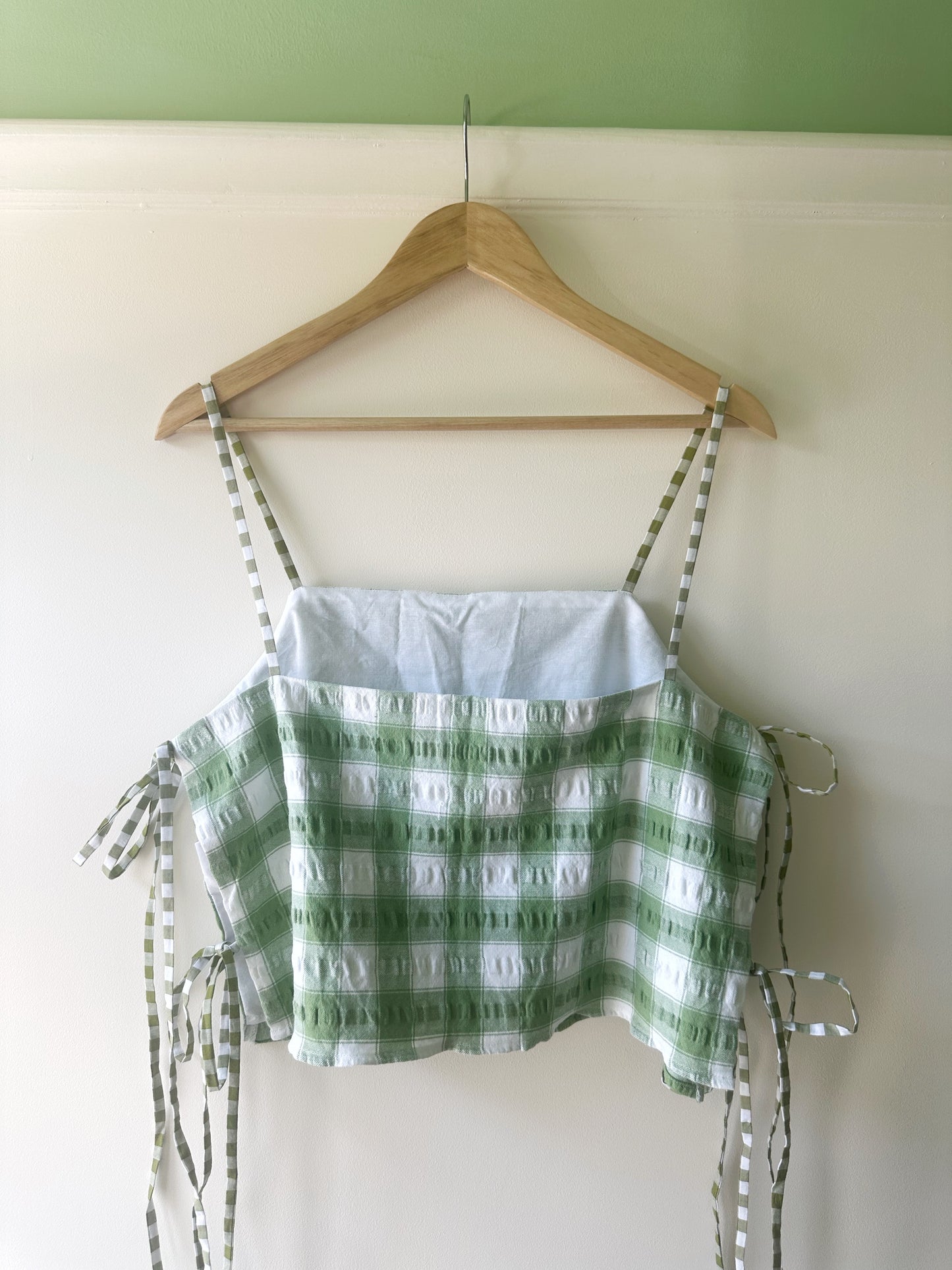 SAMPLE SALE 50% Off - Green Check May Tie Side Cami Size 3 (UK 14-16)