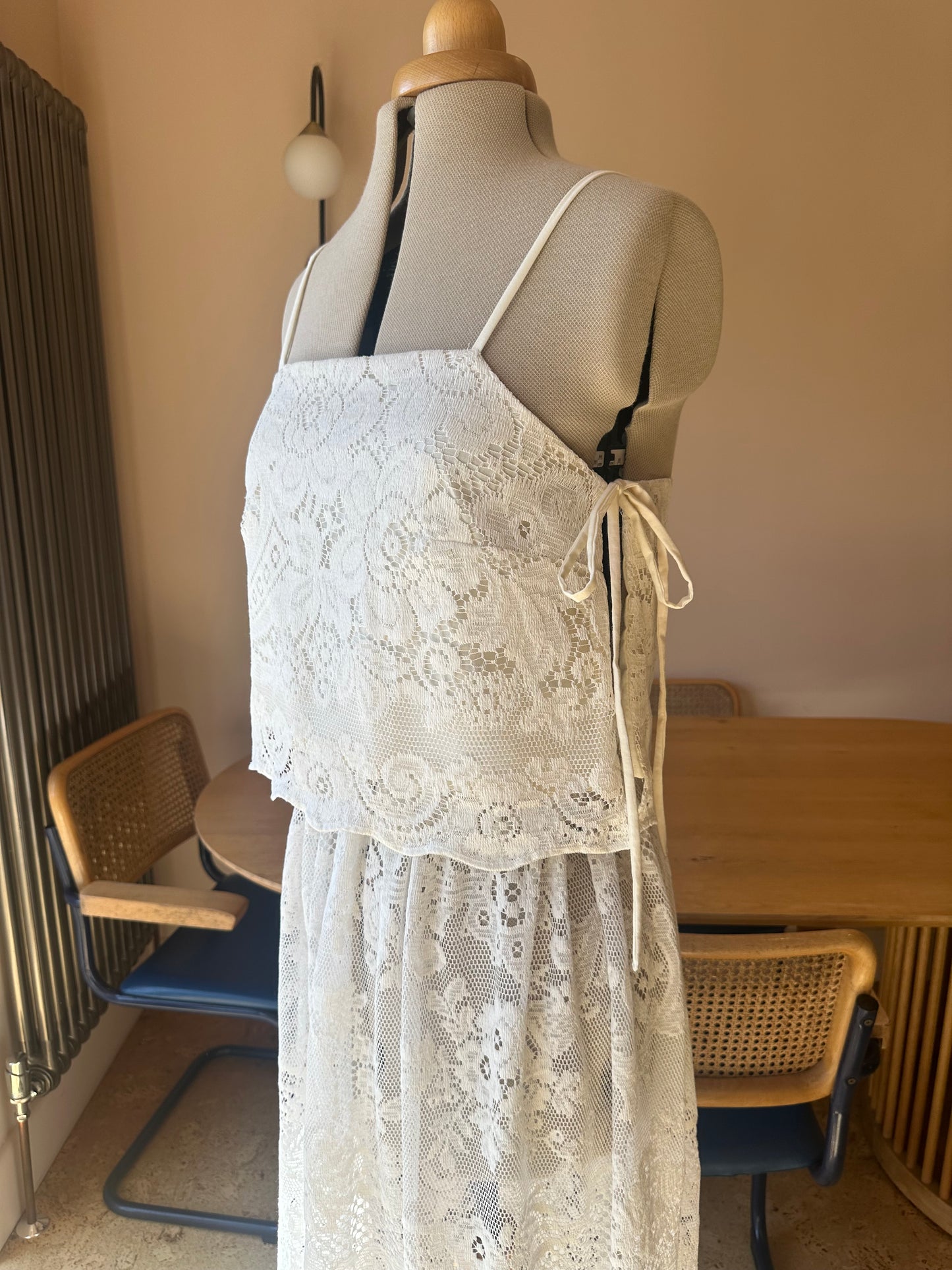 Lace May Tie Side Cami Size 2 (UK 10-12) CO-ORD WITH 10-12 LACE SKIRT